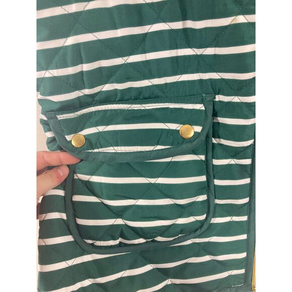 Activology Women's Sleeveless Green  Holidaycore Striped Puffer Vest - Picture 5 of 7